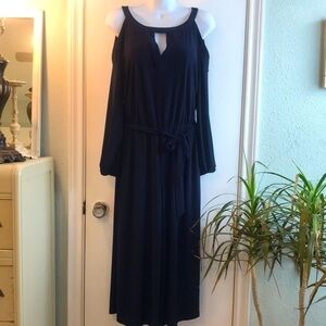 Emma & Michele Navy Cropped Jumper Jumpsuit Wide Legs Women’s Size Small